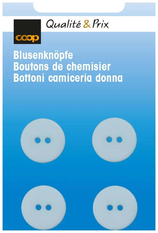 Blusenknopf hellblau 15 mm 4 Stk.