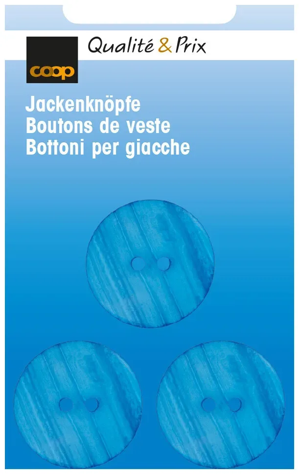 Jackenknopf blau 23 mm 3 Stk.