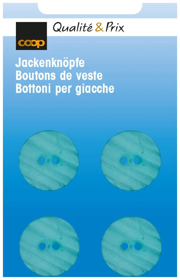 Jackenknopf türkis 18 mm 4 Stk.
