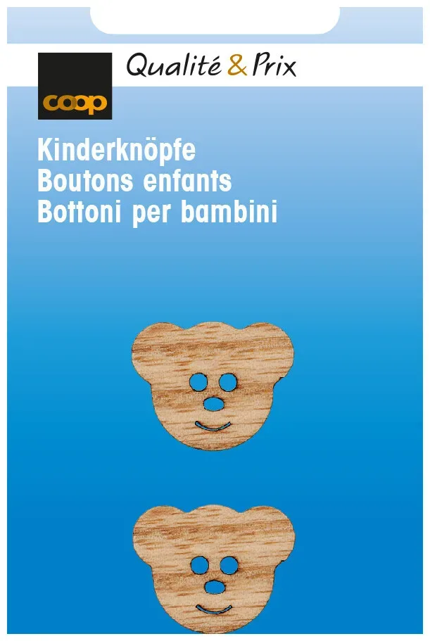 Kinderknopf Teddy mittelbraun 18 mm 2 Stk.