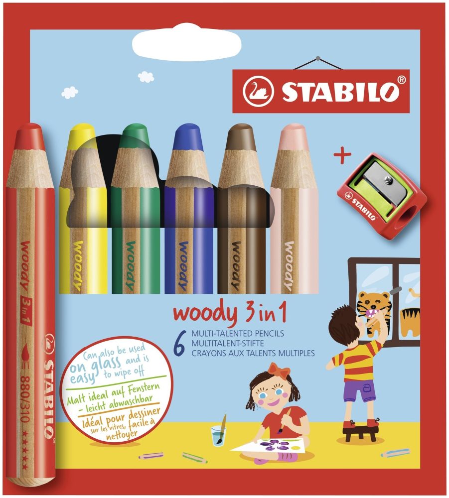 Stabilo Malstift woody 3 in 6er Etui mit Spitzer