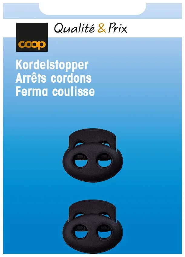 Coop Kordelstopper oval schwarz 17 mm 2 Stk.