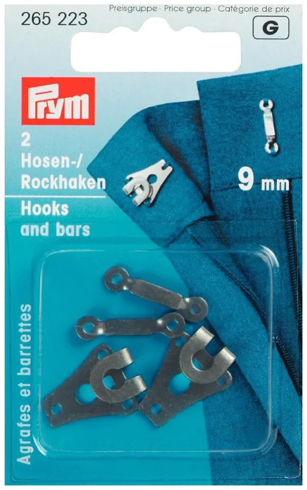 Prym Hosen oder Rockhaken + Stege schwarz 9 mm 2 Stk.