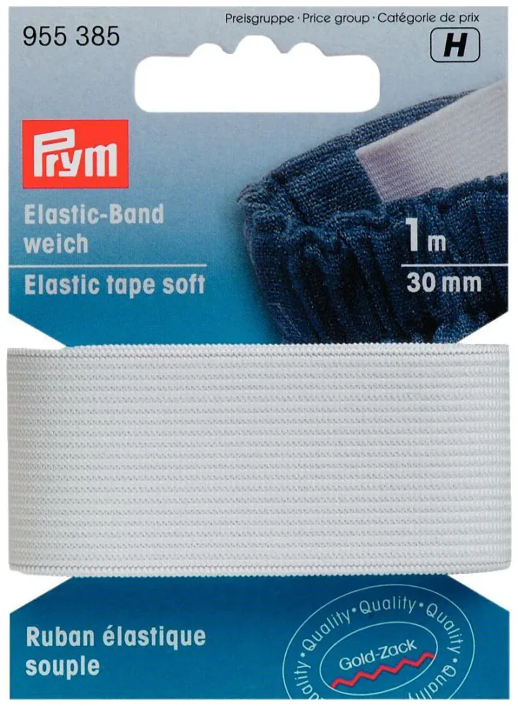 Prym Elastic-Band weich weiss 30 mm 1 m