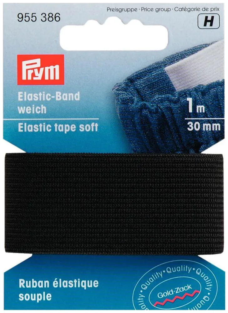 Prym Elastic-Band weich schwarz 30 mm 1 m
