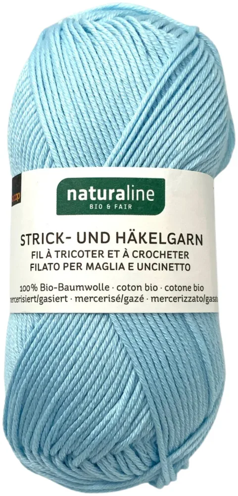 Naturaline Textil Coop Bio Naturaline 329 Handstrickgarn 100% Baumwolle merc. crystalblau 50g