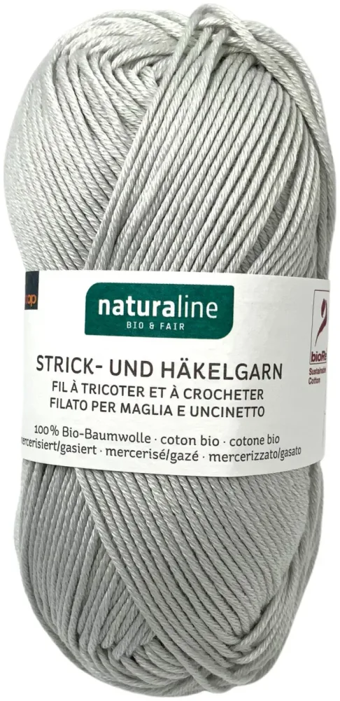 Naturaline Textil Coop Bio Naturaline 328 Handstrickgarn 100% Baumwolle merc. hellgrau 50g
