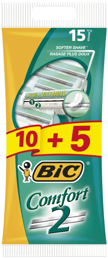 BIC Comfort 2 Einwegrasierer für Männer - 10+5er-Pack