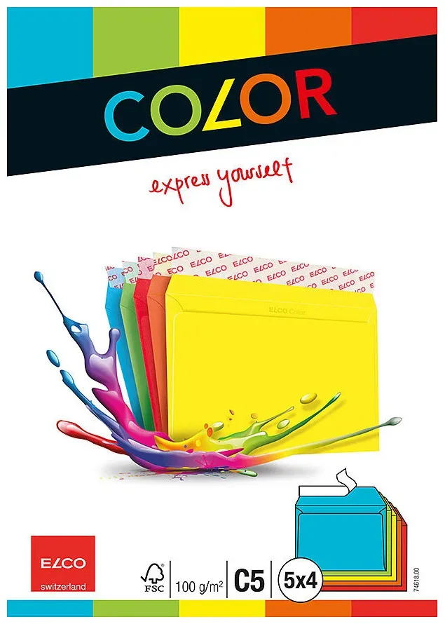 Elco Color Kuverts DIN C5 5 Farben assortiert