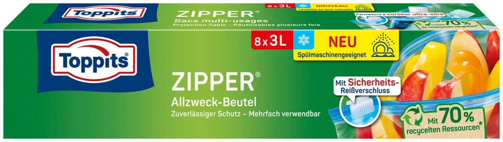 Toppits Zipper Allzweck-Beutel 3 L