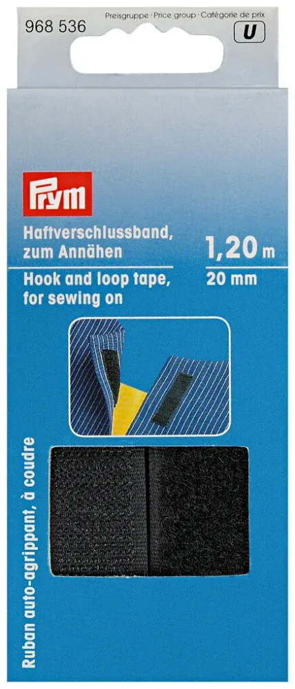 Prym Klettband / Haftverschlussband schwarz 20 mm 1.2 m zum Annähen