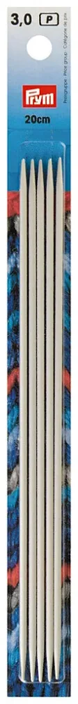 Prym Strumpfstricknadeln, grau 3.00 mm, 20 cm, Karte 5 Stk., Aluminium