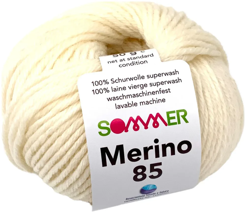 Sommer Merino 85 800 Handstrickgarn 100% Merino Superwash écru 50g