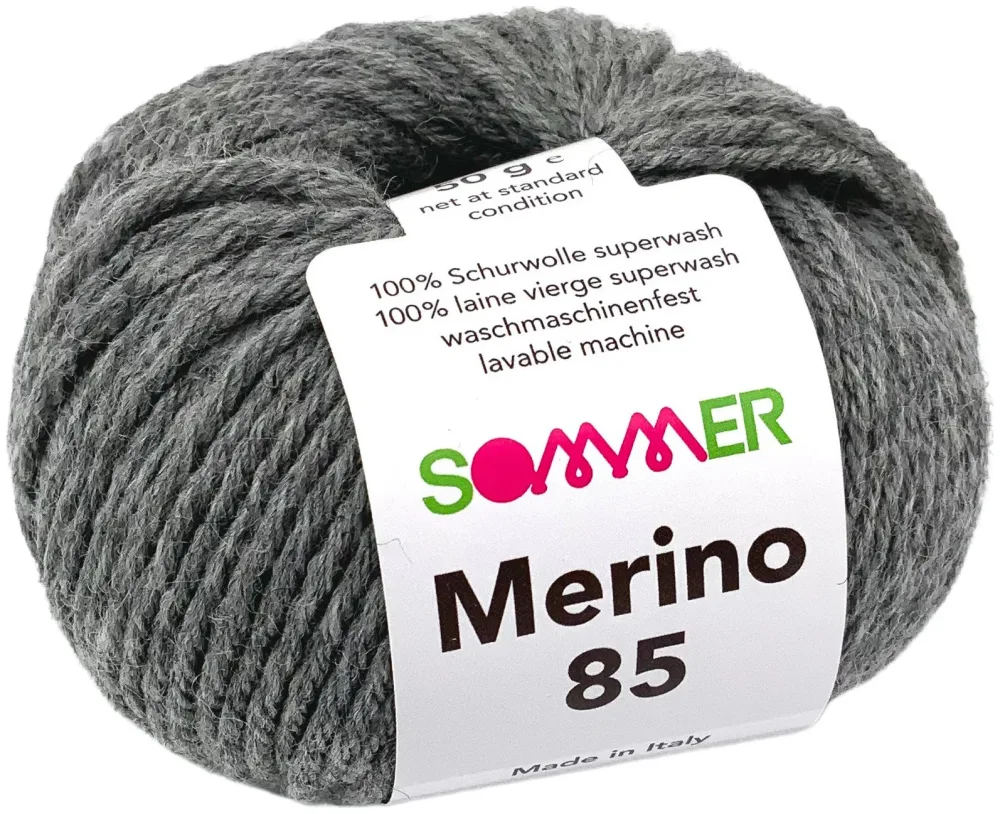 Sommer Merino 85 128 Handstrickgarn 100% Merino Superwash kieselgrau meliert 50g