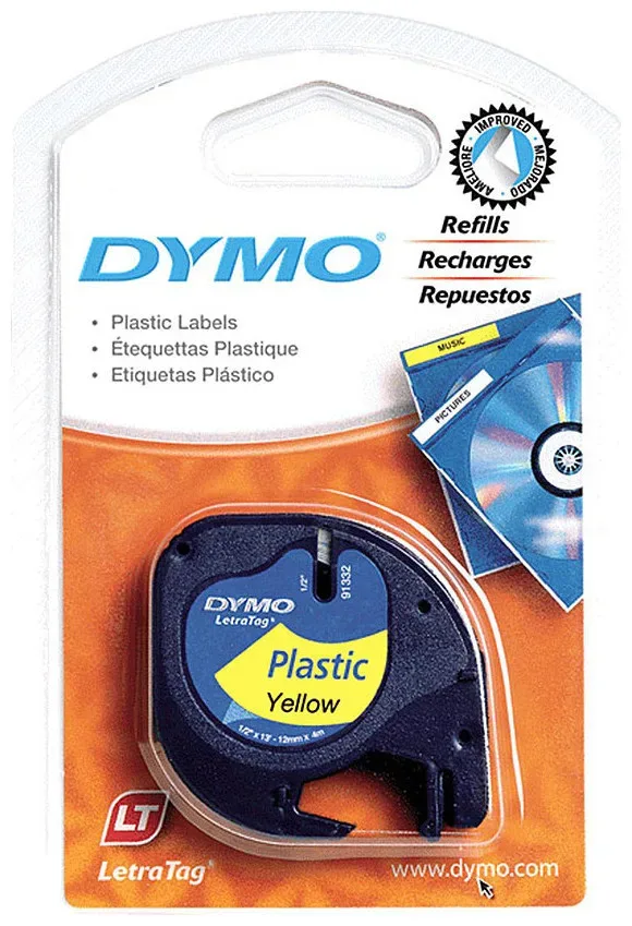 Dymo Farbband (12 mm x 4 m, Schwarz / Gelb)