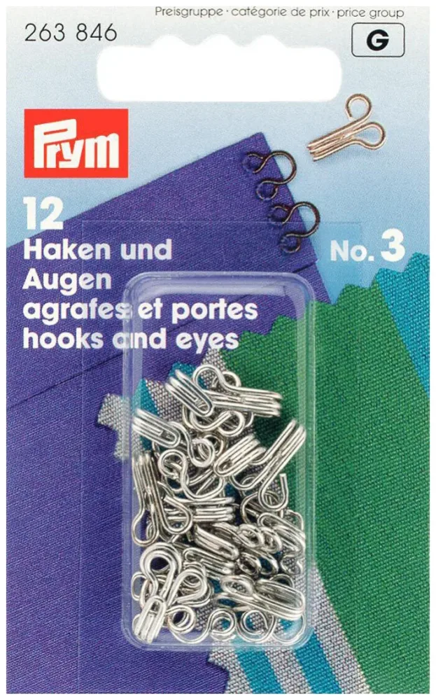 Prym Federhaken und augen silber Nr. 3 12 Stk.