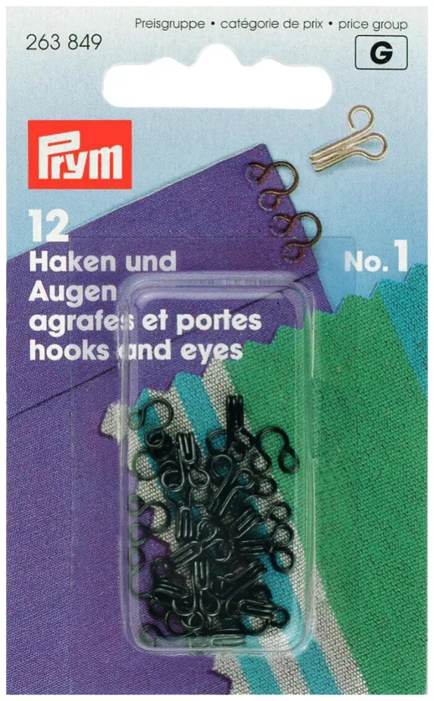 Prym Federhaken und augen schwarz Nr. 1 12 Stk.