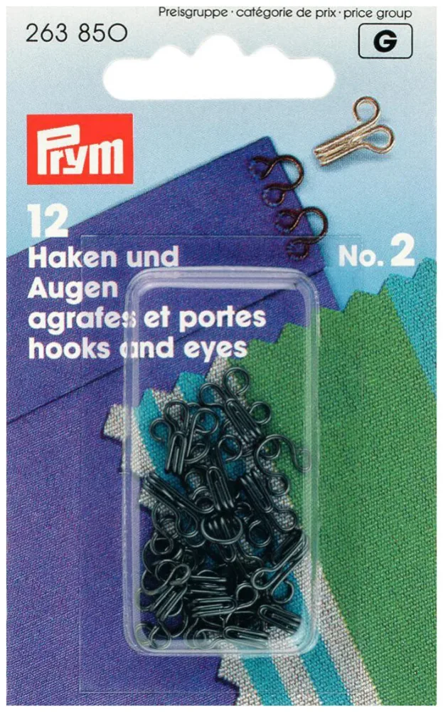 Prym Federhaken und augen schwarz Nr. 2 12 Stk.