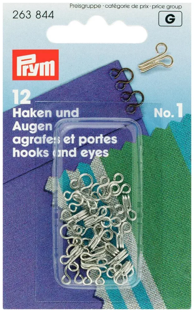 Prym Federhaken und augen silber Nr. 1 12 Stk.
