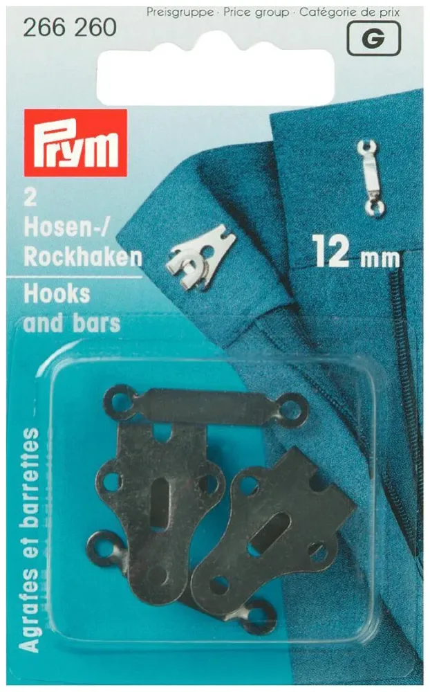 Prym Hosenhaken + Stege schwarz 12 mm 2 Stk.