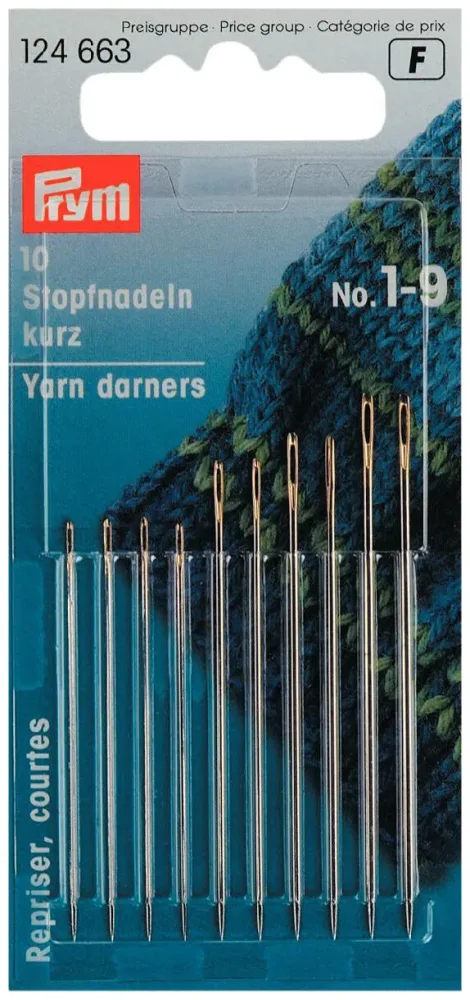 Prym Stopfnadeln kurz silber Nr. 1-9 10 Stk. Stahl