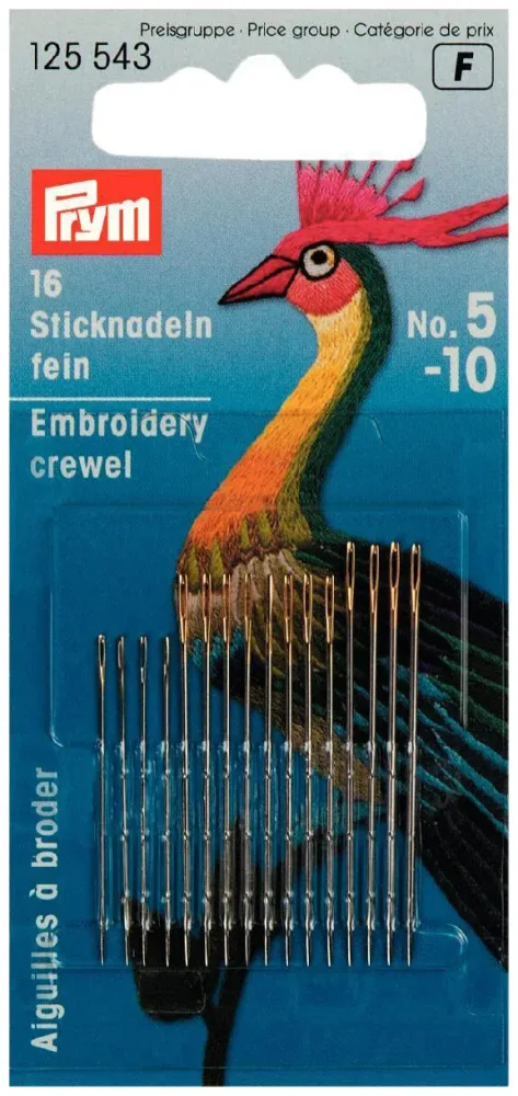 Prym Crewelnadeln Nr. 5-10 silber 16 Stk. Stahl