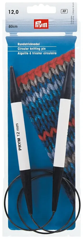 Prym Rundstricknadel Kunststoff, weiss/blau 12.00 mm, 80 cm, Beutel 1 Stk.