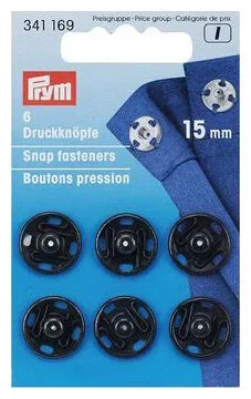 Prym Annähdruckknopf schwarz 15 mm 6 Stk. nickelfrei