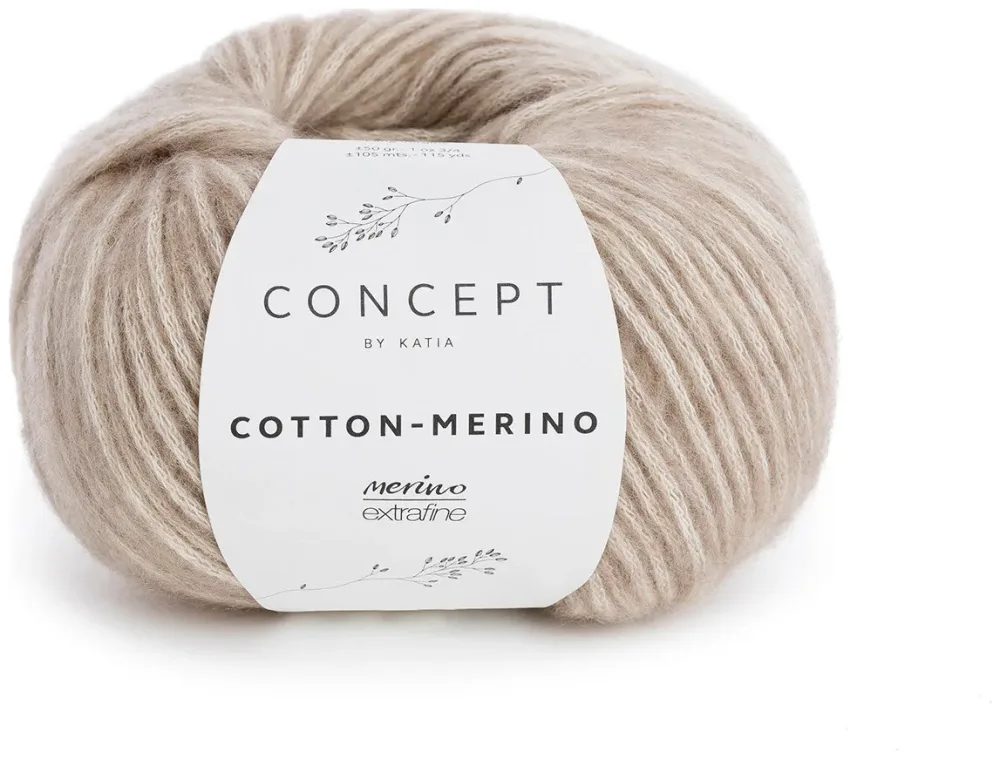 Concept by Katia Cotton-Merino 104 Handstrickgarn Baumwolle/Merino extrafine beige 50g