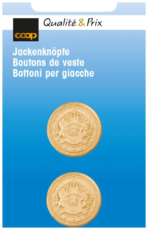 Jackenknopf Metall gold 20 mm 2 Stk.