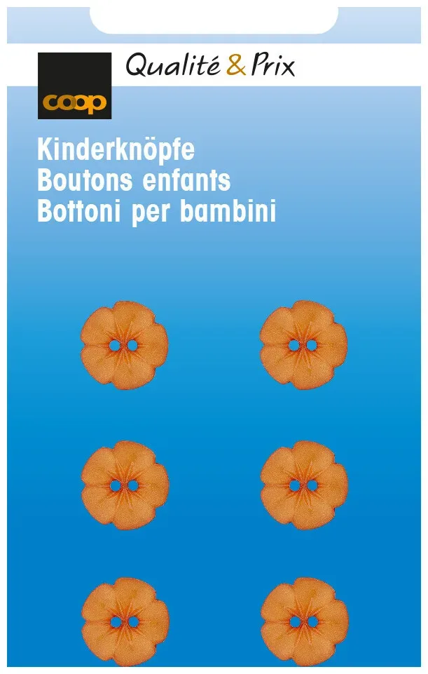 Kinderknopf orange 11 mm 6 Stk.
