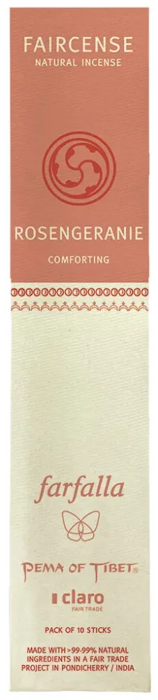 farfalla Rosengeranie / Comforting, Faircense Räucherstäbchen mit Halterung