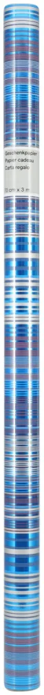 Geschenkpapier 70 cm x 3 m, hellblau gestreift LUX