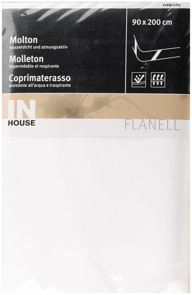 Inhouse Flanell Auflage 90x200cm Weiss