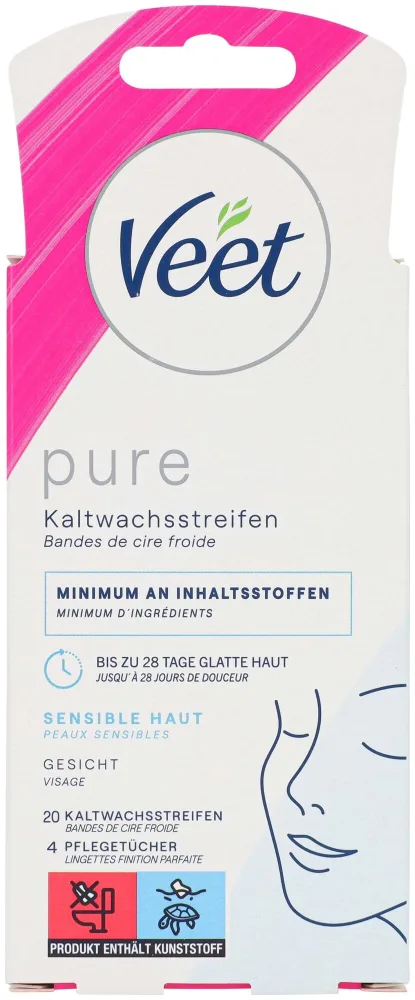 Veet Pure Kaltwachsstreifen Gesicht sensitive , 20 Stück