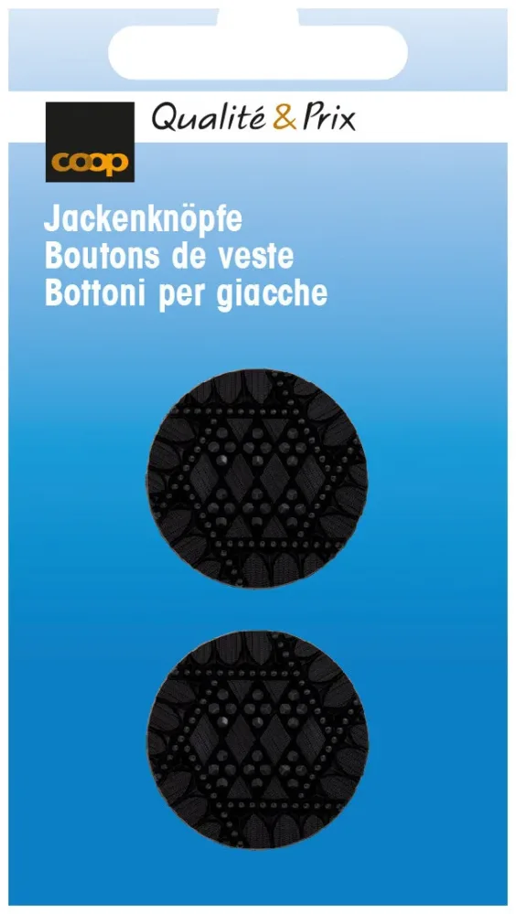 Jackenknopf schwarz 23 mm 2 Stk.