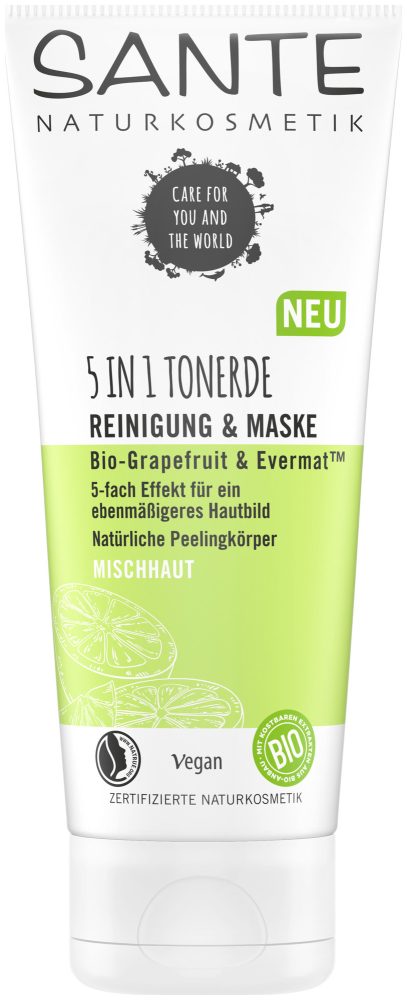 Sante 5in1 Tonerde Reinigung & Maske Bio-Grapefruit & Evermat