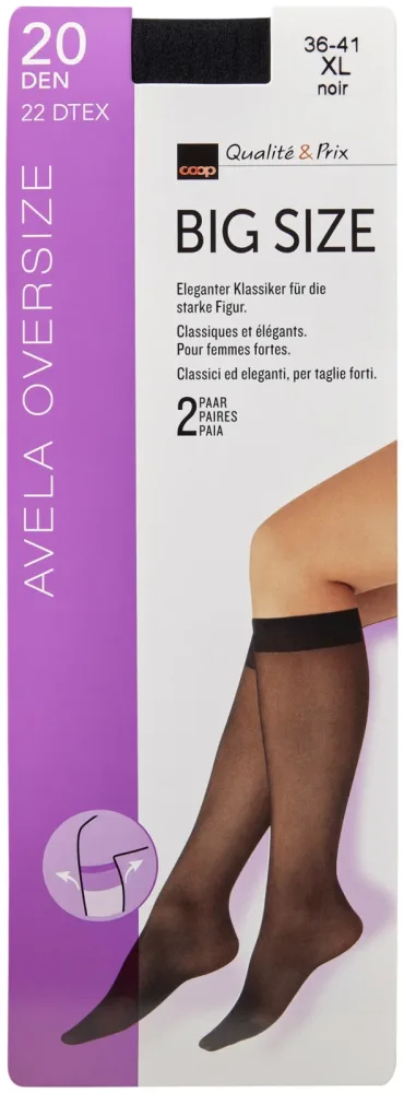 Avela Kniestrumpf Big Size Noir XL