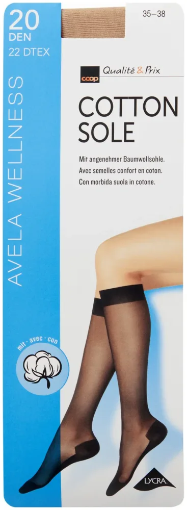 Avela Kniestrumpf Cotton Sole Natural 39 - 41