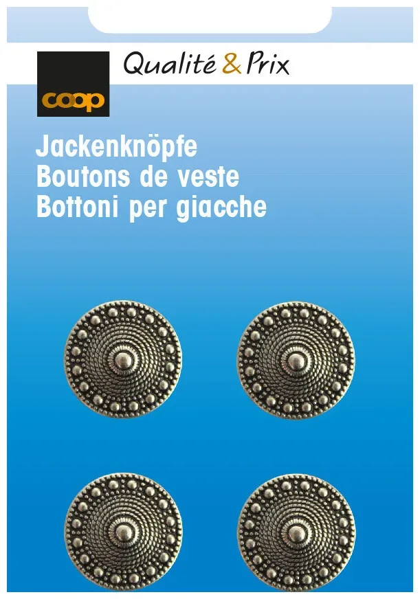 Coop Jackenknopf altsilber 15 mm 4 Stk.