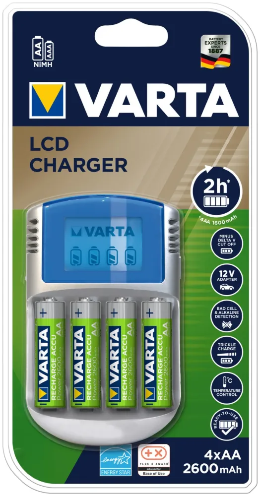 Varta LCD Charger 4xAA 2600mAh+12V+USB
