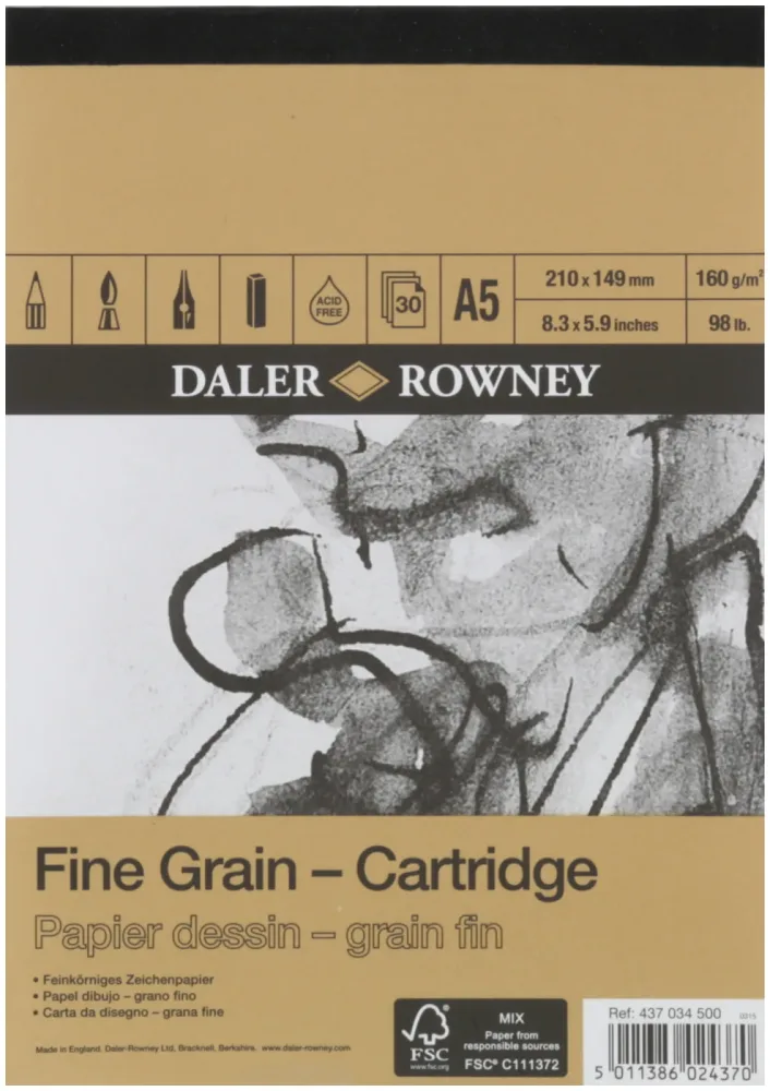 Daler-Rowney Daler Rowney Block A5 Zeichenpapier 160gr. mit Spirale 30 Blatt