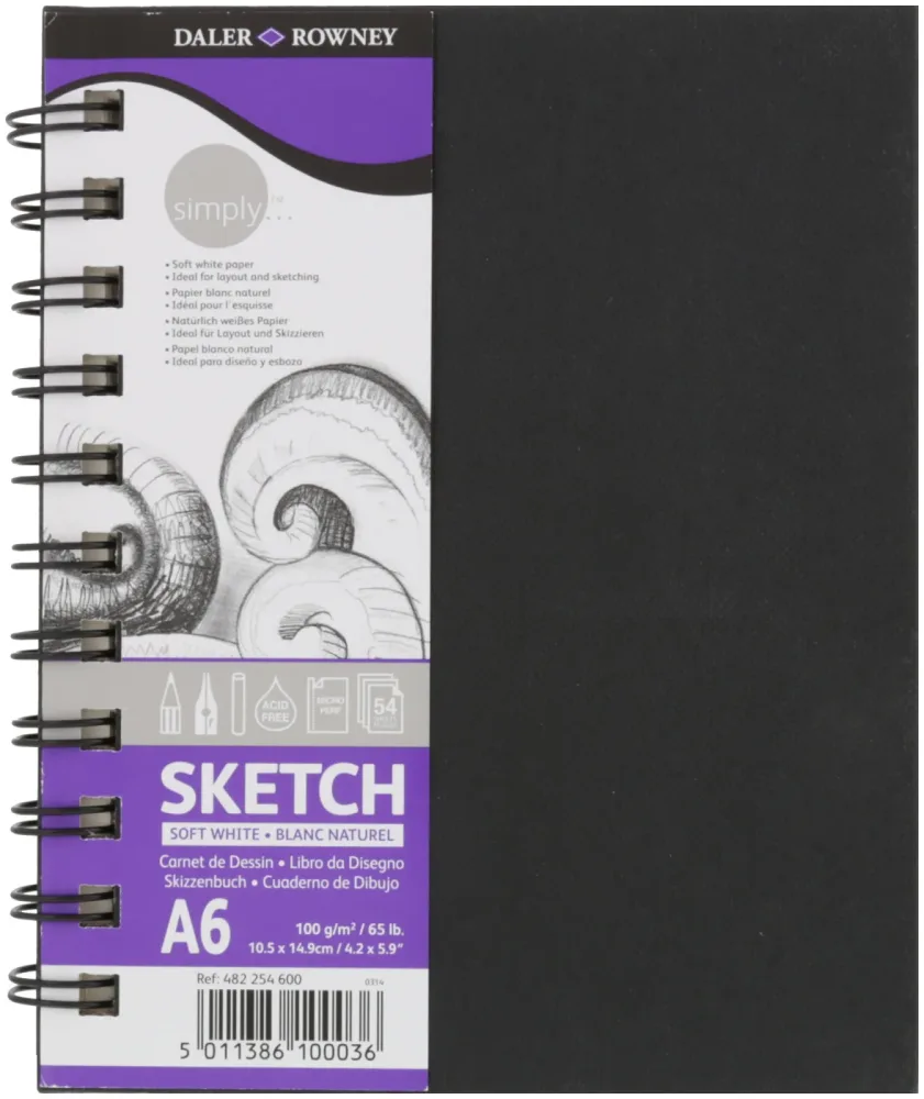 Daler-Rowney Daler Rowney. Skizzenbuch A6 Skizzenpapier 100gr. mit Spirale 54 Blatt