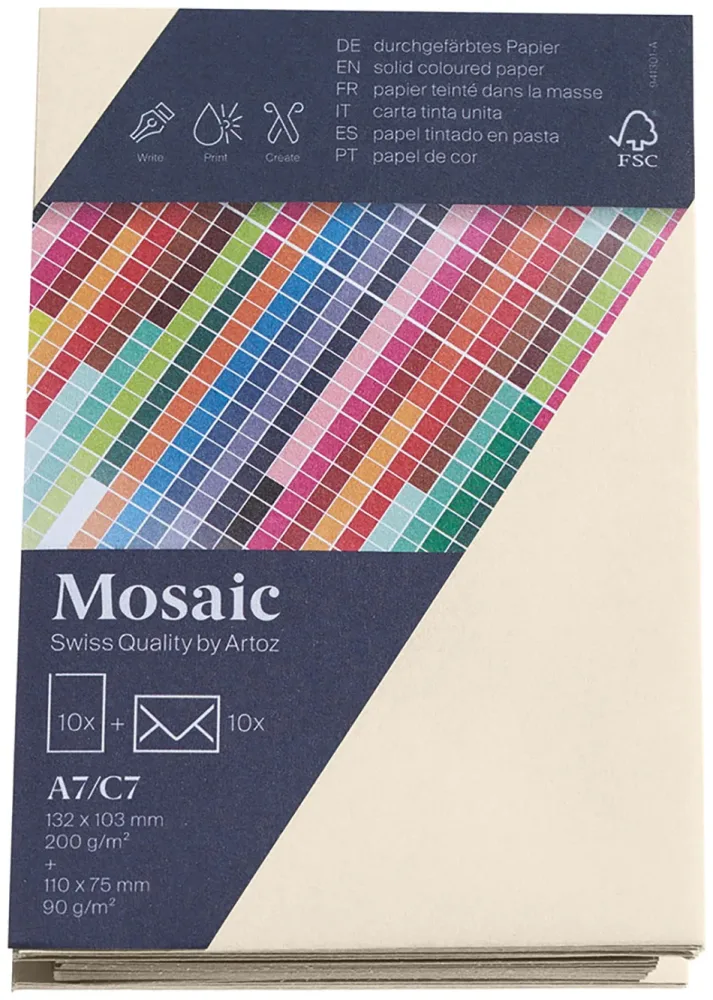 Artoz Mosaic Karten/Kuverts A7/C7 elfenbein je 10 Stück