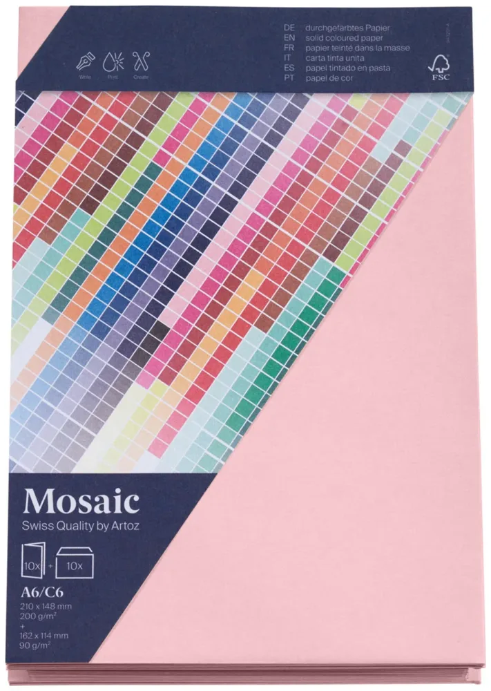 Artoz Mosaic Karten/Kuverts A6/C6 rosa je 10 Stück