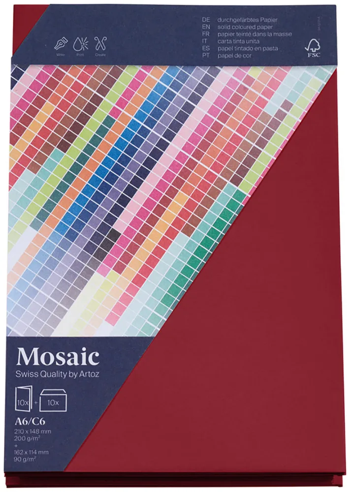 Artoz Mosaic Karten/Kuverts A6/C6 weinrot je 10 Stück