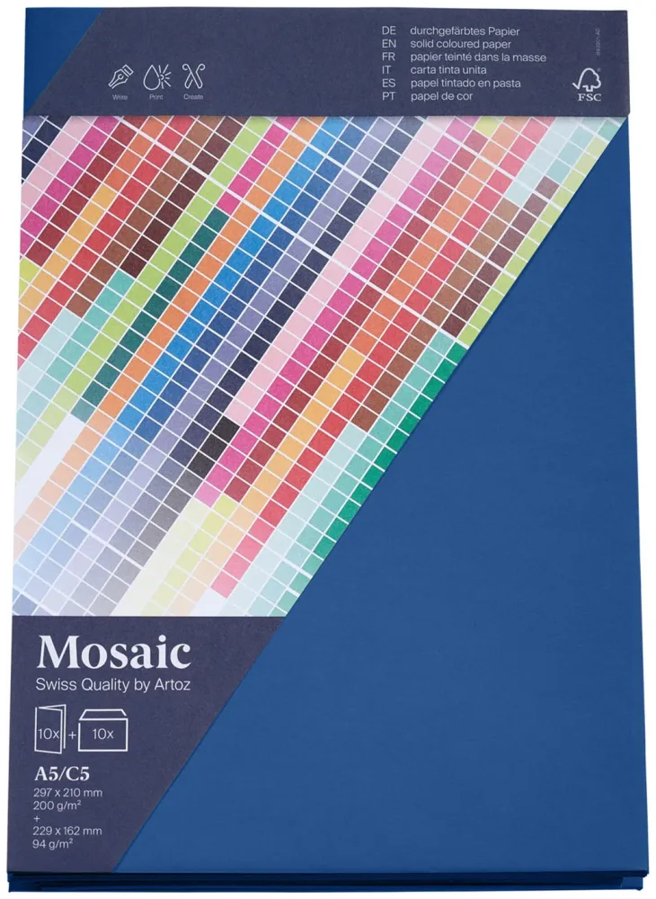 Artoz Mosaic Karten/Kuverts A5/C5 marine je 10 Stück