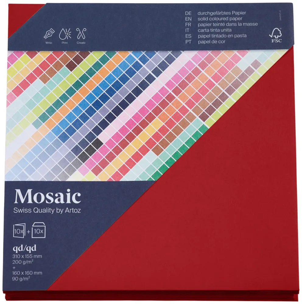 Artoz Mosaic Karten/Kuverts qd feuerrot je 10 Stück