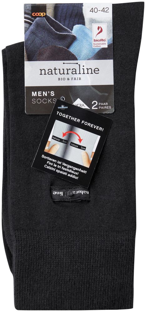 Naturaline Textil Naturaline Herren Socken Glatt Clip Duo Schwarz 43 - 45