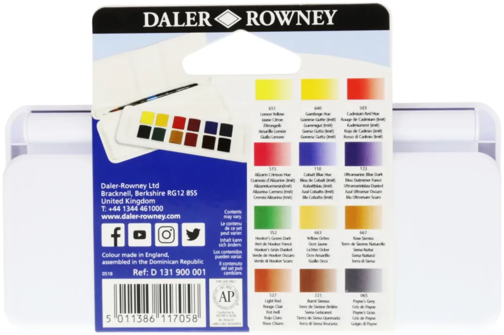 Daler-Rowney Daler Rowney Aquafine Aquarellfarben 12er Set